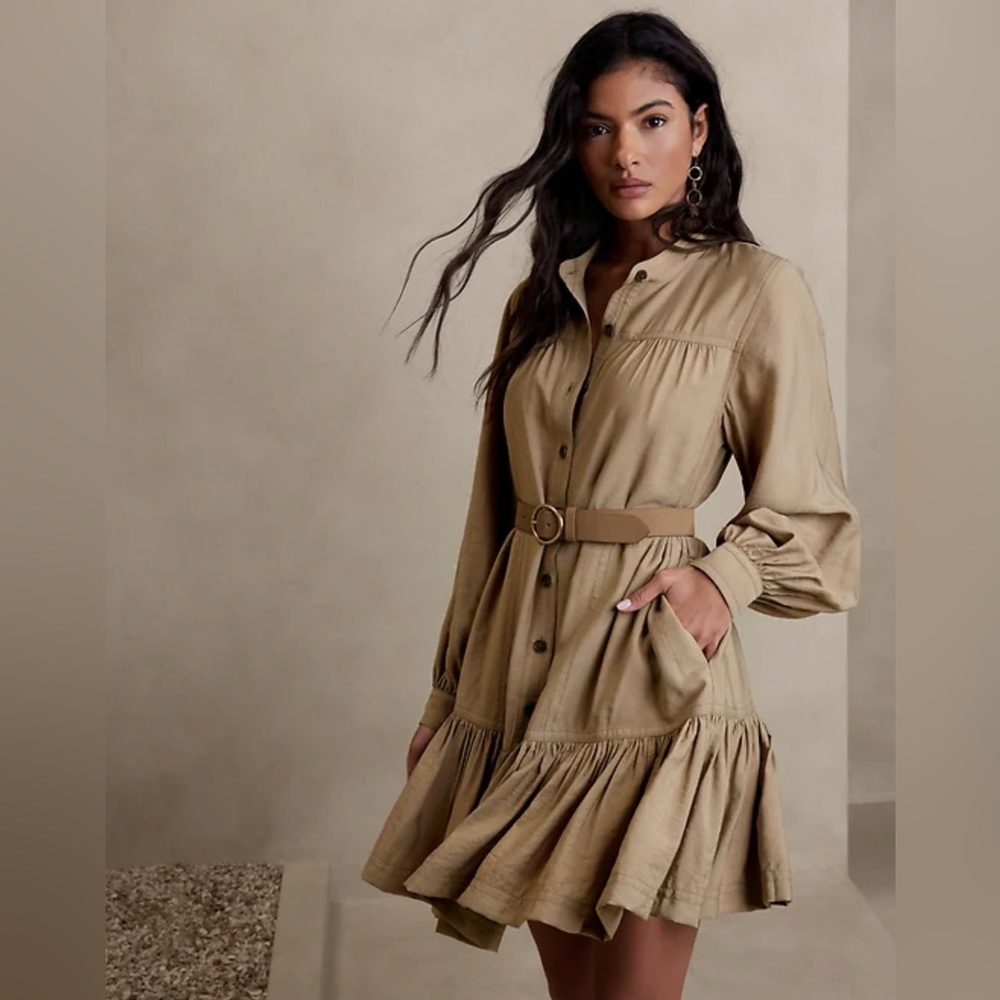 Banana Republic Tan Long Sleeve Dress